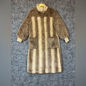 Vintage striped Fur Coat Lifestyle 1980 Size 6 Tan
